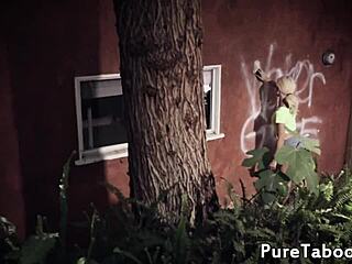 Tiny babe JIZZSPRAYED in KINKY threeway FACIAL