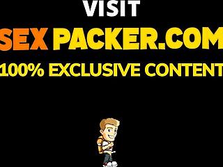 busty spanish woman doggy style with backpacker