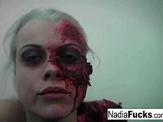 Hot blonde pornstar masturbates her big tits and pussy solo