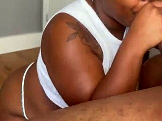 Pretty babe handles pretty dick with handjob and blowjob