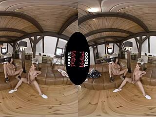 In virtual taboo, the brunette at home touches herself