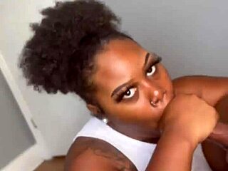 Pretty babe handles pretty dick with handjob and blowjob