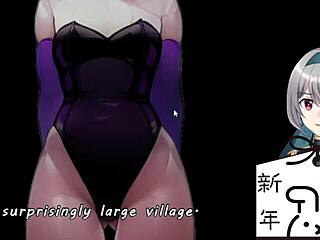 A hero faces the bunny-girl forest trial with machine-translated subtitles