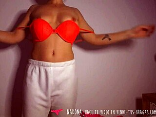 spanish beauty nadona teases with her bra in lingerie