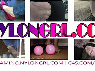 Shoeplay With Seamed Stockings And Black Flats