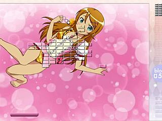 kousaka kirino strips and rips clothes in arkanoid gameplay with hentai striptease