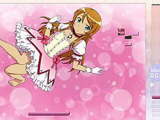 kousaka kirino strips and rips clothes in arkanoid gameplay with hentai striptease