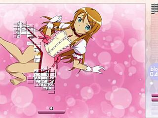 kousaka kirino strips and rips clothes in arkanoid gameplay with hentai striptease