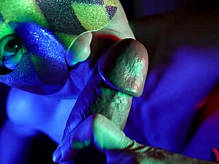 Masked Adult Teases Penis Head with Teeth During Intense Blowjob