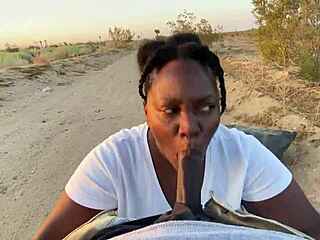 ぽっちゃり美女が野外で巨根黒人にバックで犯される！