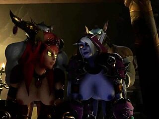 เอลฟ์ผมบลอนด์ก้มโก่งโดนหมาป่าขนฟูเย็ดหมู่