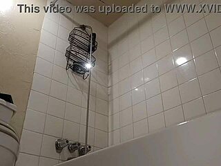 Slim ebony milf showers before taking rough black cock action.