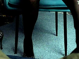 Eva, sexy boss, fucked by subordinate with butt plug, condom, sex, blowjob, footjob