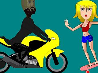 Check out this street cock on motorcycle and skate