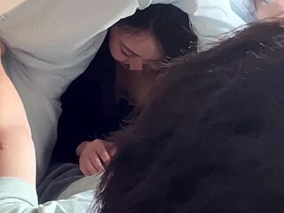 Early Morning Japanese Couple's Intense Blowjob and Sex Session