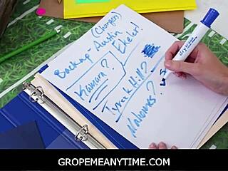 Alex Coal gets groped and fucked while her girlfriend is busy