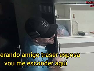 my wife blindfolded, friend sneaks in for wild pegging