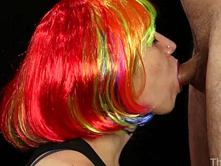 Wife In Colorful Wig Receives Facial After Clothes Ripped