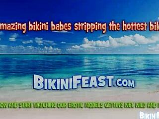 Horny plavuša skida ružički bikini napolju osećajući se divlje