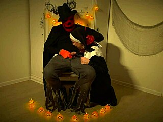 pleasuring the pumpkin king with a blowjob and doggystyle ride?