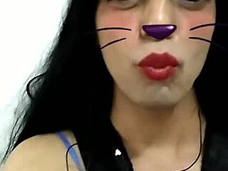 Pretty ladyboy streaming live on Facebook with a surprising twist