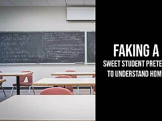 The sweet student pretends not to understand to stay after class for erotic fun