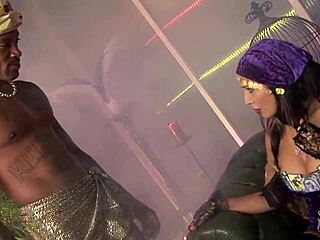 Romana Ryder slurps black cock before riding cowgirl hard.