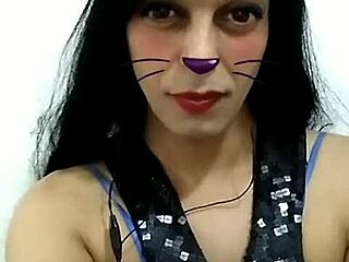 Pretty ladyboy streaming live on Facebook with a surprising twist