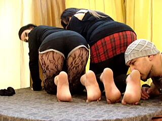 Sniff Those Smelly Feet, Sexy Girls! Get Your Footjob Now!
