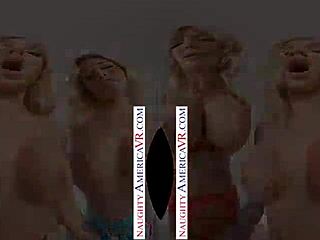 Sarah Jessie shares thick dick with friends in dressing room lingerie