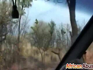 Horny African Babe Blows White Cock in Car 😈