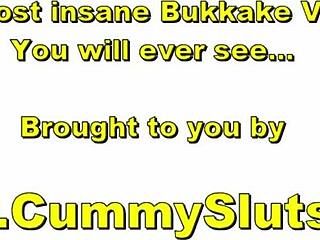 Two Hot Sluts Swap Cum In Bukkake Gangbang