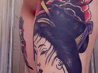 Alina takes a relaxing shower