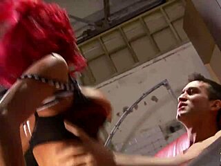 Redhead hottie rides and sucks his hard cock