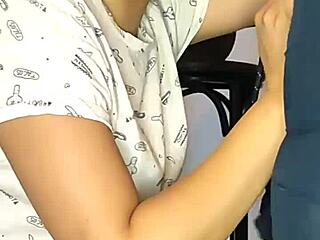 Cute teen gives unexpected blowjob to her trainer