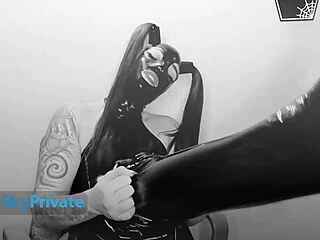mistress emily doomed gives me squeaky pvc joi with latex teasing and gloves in this private session.