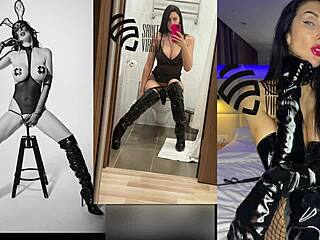 Liza says, 'Watch me humiliate you with my new latex heels, virgin.'