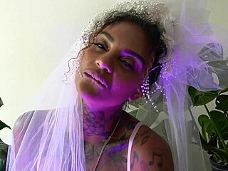 Leah Michelle gives jerk off instructions on wedding night with dildo and cum