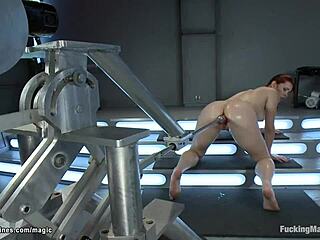 Busty redhead gets machine fucked 😈