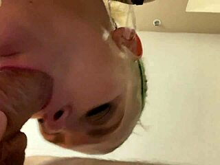 Jenna Jaymes performs deepthroat blowjob on big cock in hotel