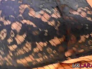 British Busty Milf In Stockings Rubs Monster Cock.