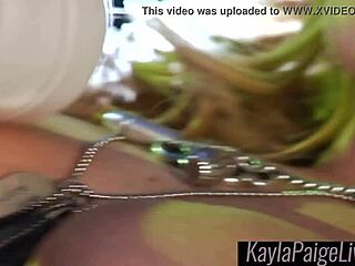 Blonde sweetie Kayla Paige enjoys solo relaxation with Hitachi