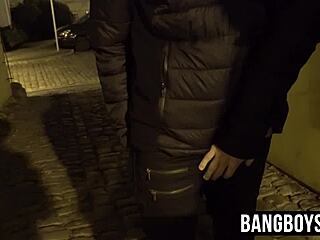 Two gay dudes sucking and fucking in building