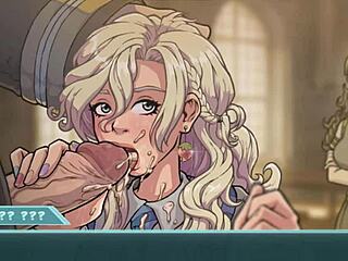 Blonde Hogwarts student swallows cum after blowjob facial