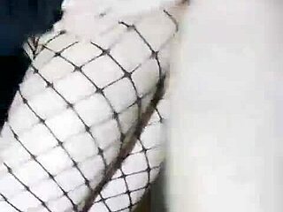 Slender Russian girlfriend in skirt and stockings gets fucked standing with tight pussy and cum inside