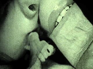 In olden days, milf gives blowjob in vintage stockings