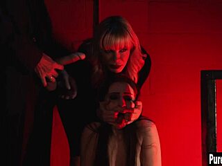 afraid teen fucked by milf with big black dildo 😈