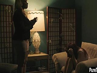 afraid teen fucked by milf with big black dildo 😈