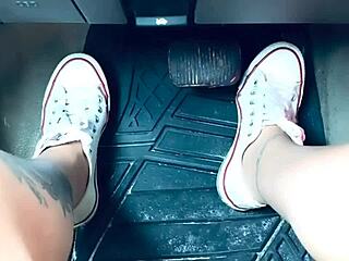 Pedal pumping while masturbating to feet!