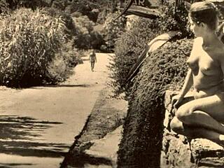 Vintage Mature Woman Poses in Natural Setting